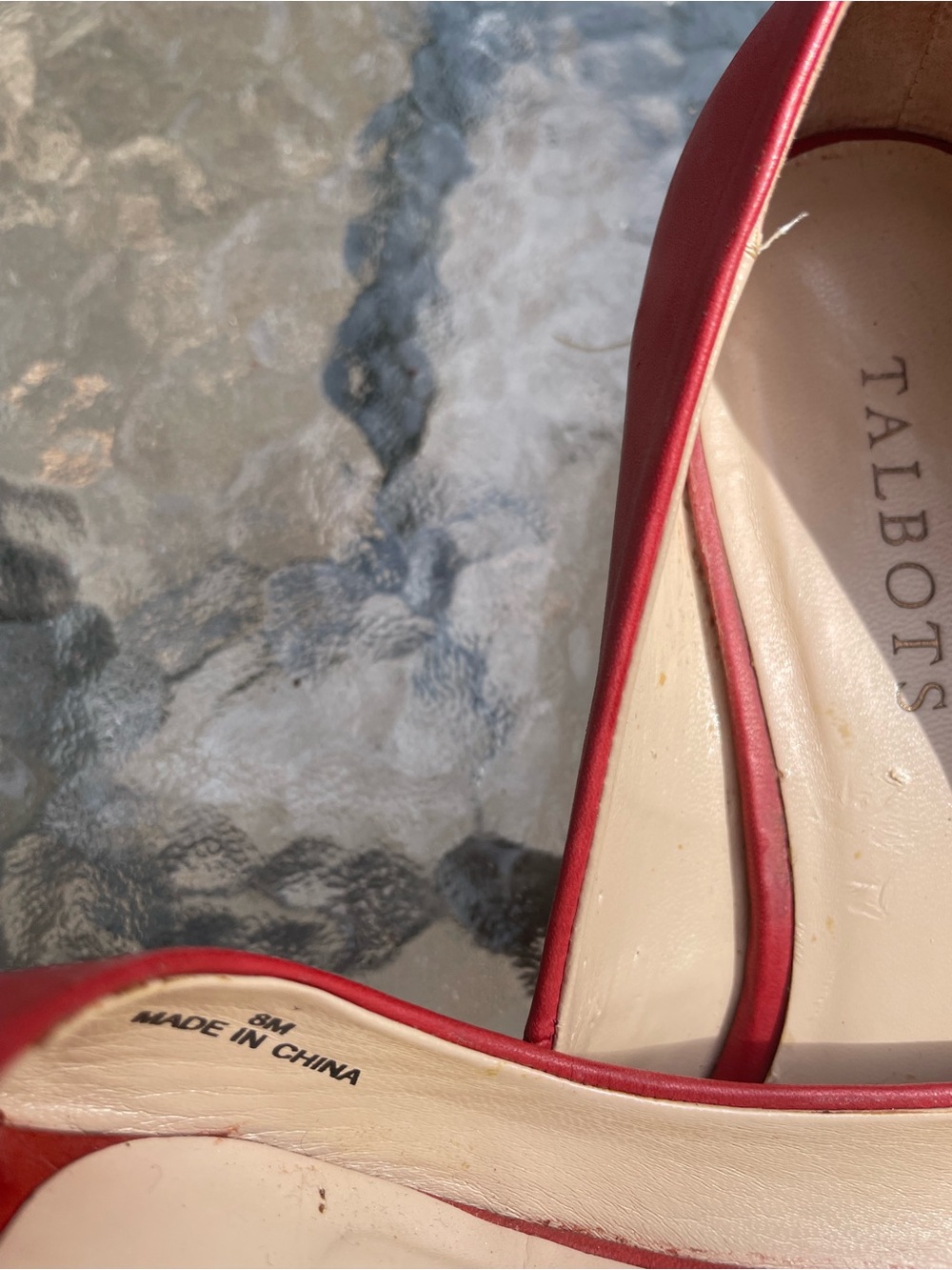 Talbots Red Open-Toe Leather Pumps - Picture 4 of 6